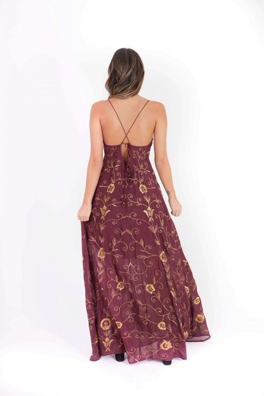 Vestido morado con dorado India Chic