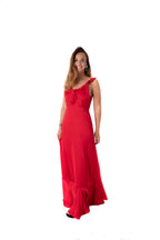 Vestido largo rojo italiano de seda marca Debut