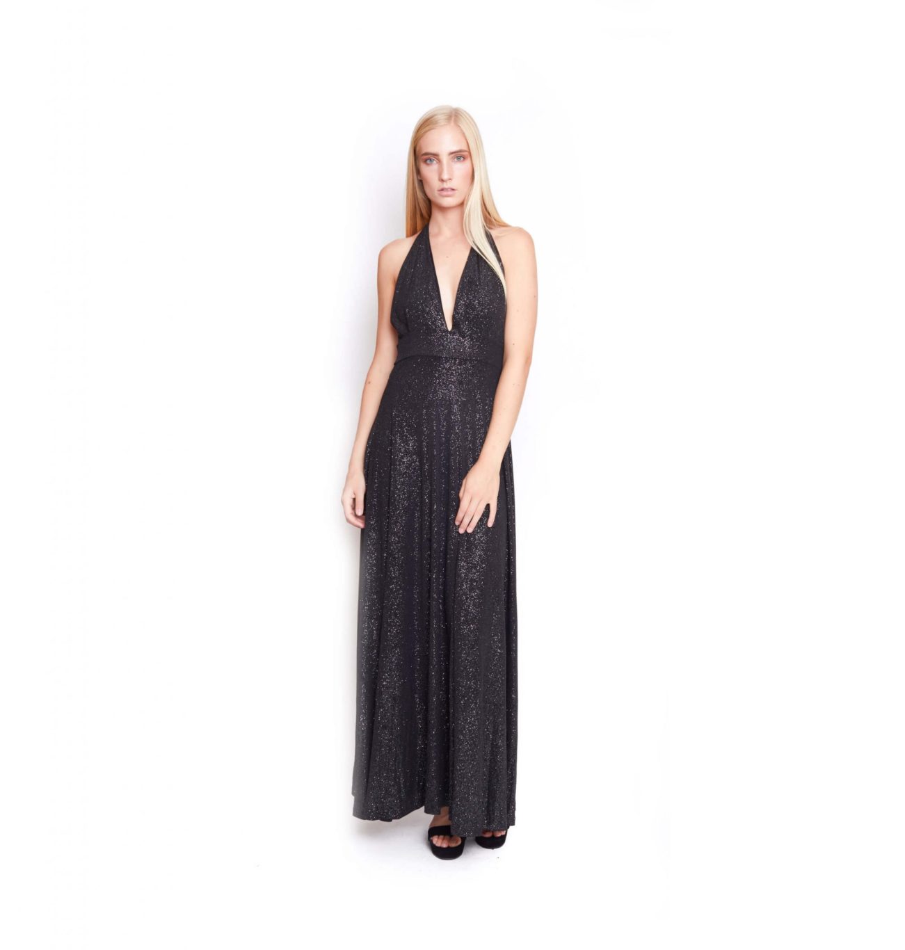 Vestido negro largo con brillos