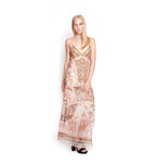 Vestido rosa palo con flores y bordados India Chic