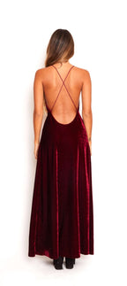 Vestido largo plush burdeo