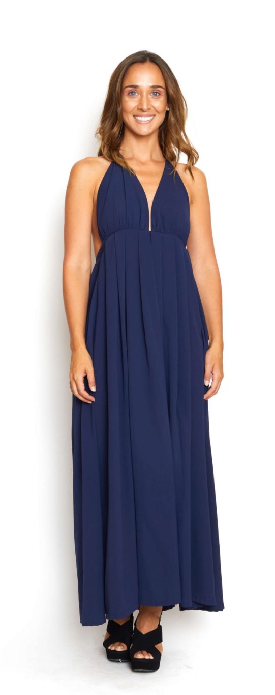 Vestido azul marino espalda descubierta