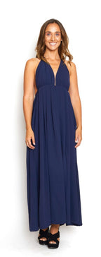 Vestido azul marino espalda descubierta