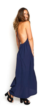 Vestido azul marino espalda descubierta