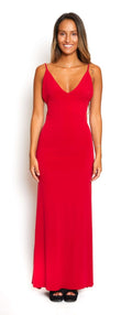 Vestido rojo largo laycra apretado