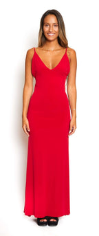Vestido rojo largo laycra apretado