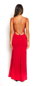 Vestido rojo largo laycra apretado