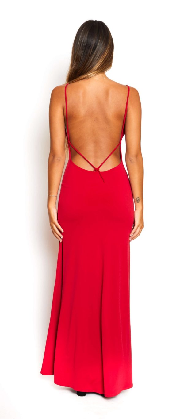 Vestido rojo largo laycra apretado