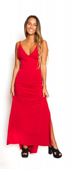 Vestido rojo largo laycra apretado