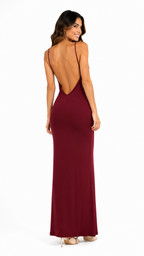 Vestido burdeo largo