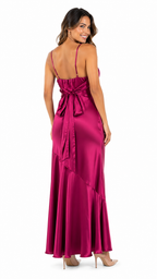 Vestido burdeo de seda largo