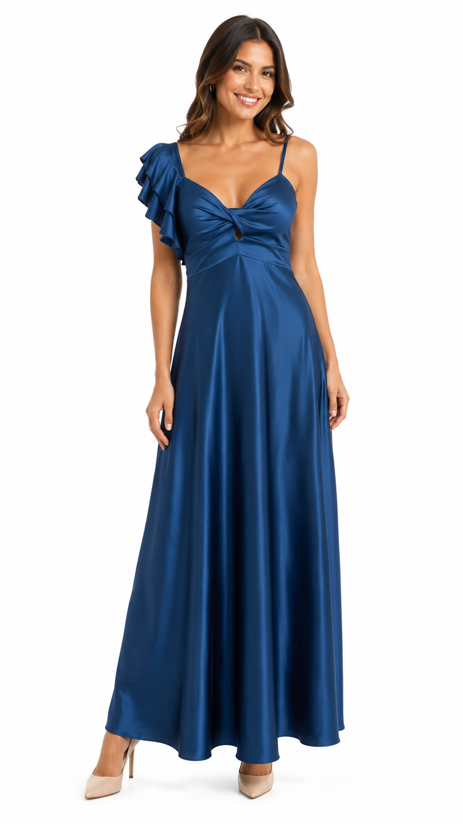 Arriendo de Vestido azul asimetrico largo