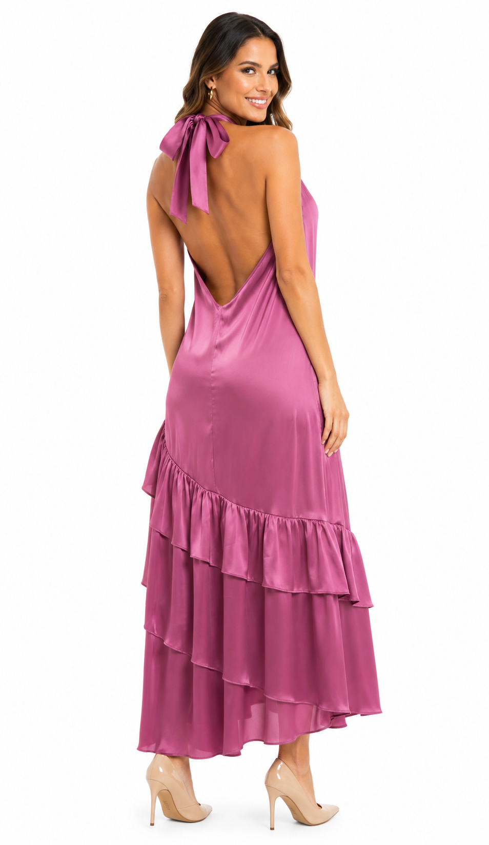 Arriendo de vestido largo malva
