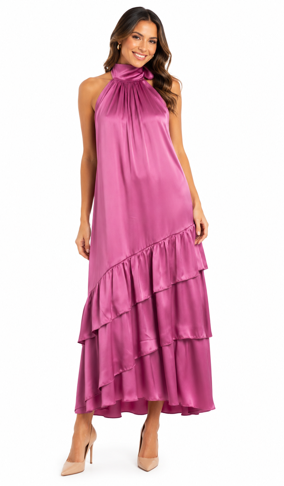 Arriendo de vestido largo malva