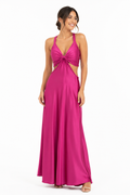 Arriendo de Vestido fucsia cut out largo