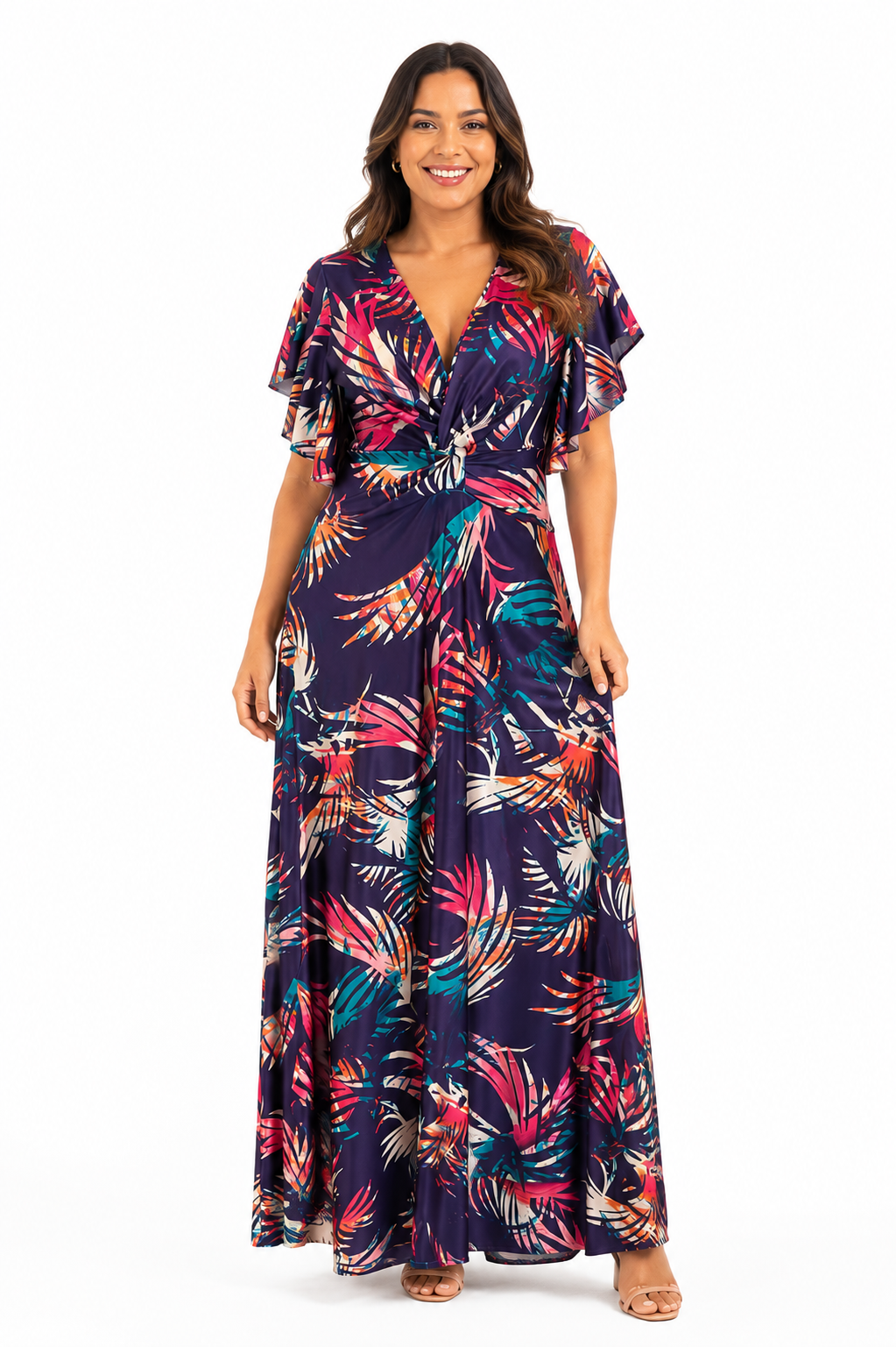 Arriendo de vestido estampado mangas nudo
