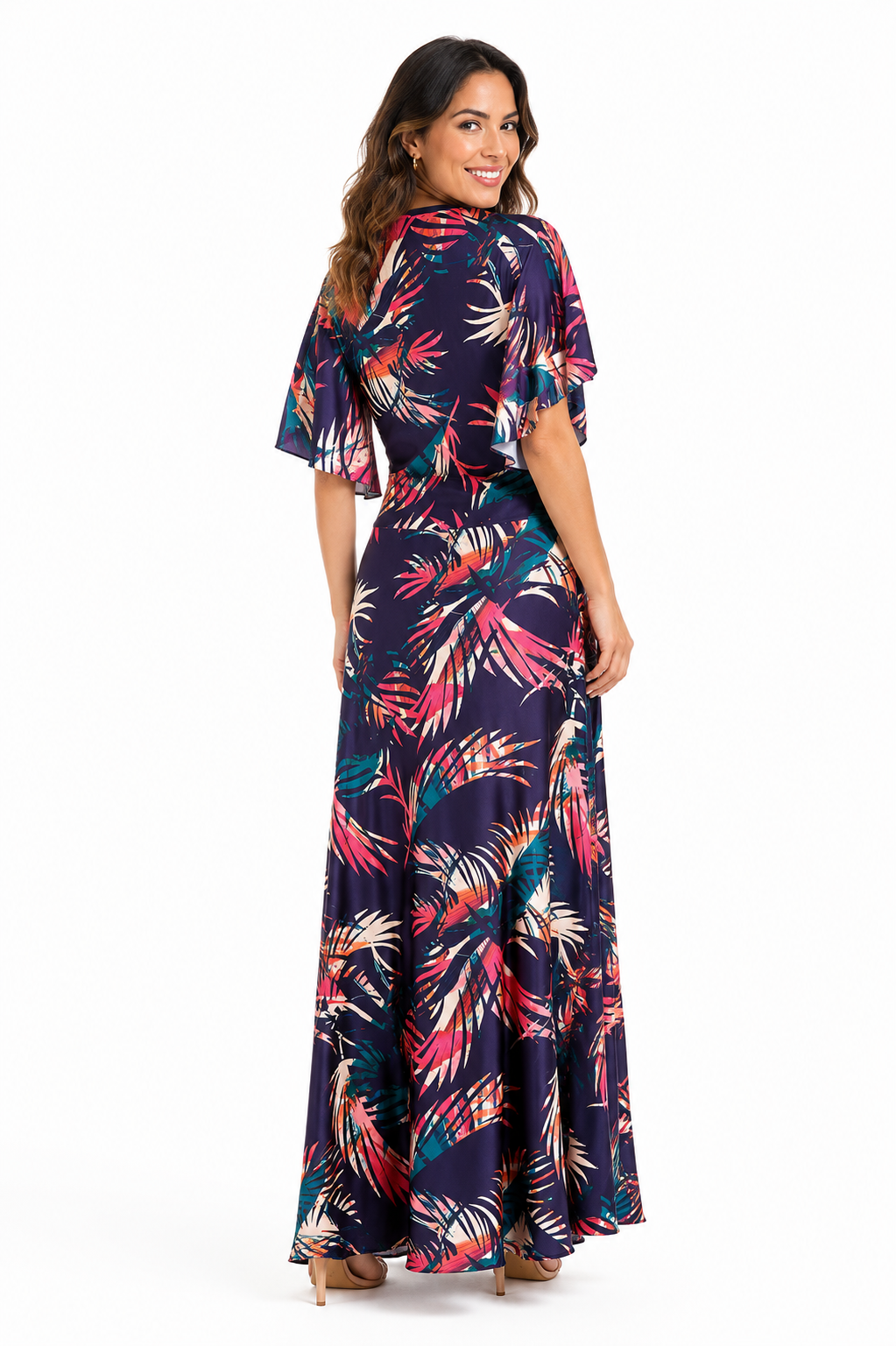 Arriendo de vestido estampado mangas nudo