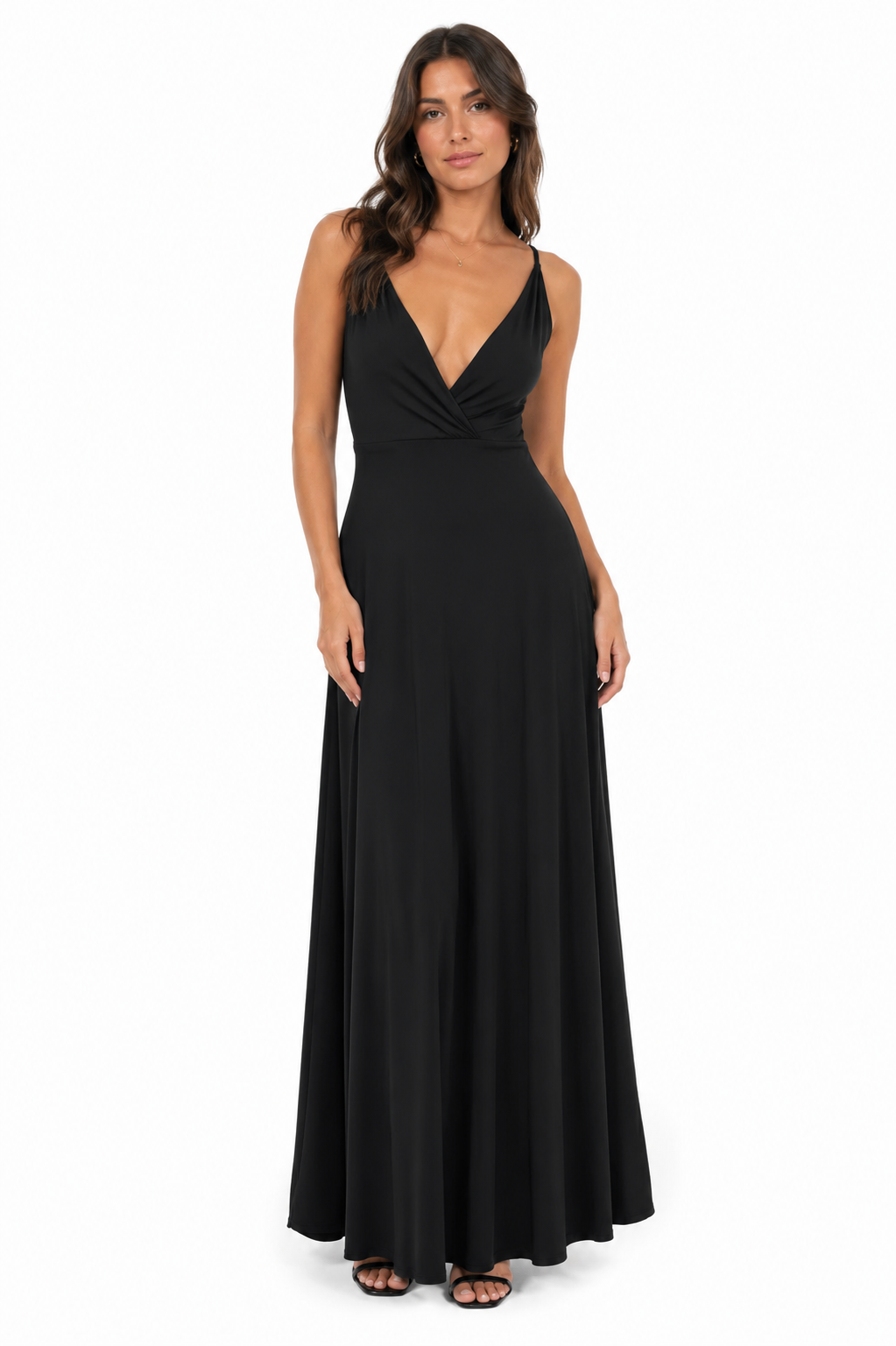 Arriendo de vestido largo negro lycra espalda descubierta