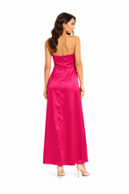 Arriendo de vestido largo de seda colección Chic Dress Project fucisa strapless