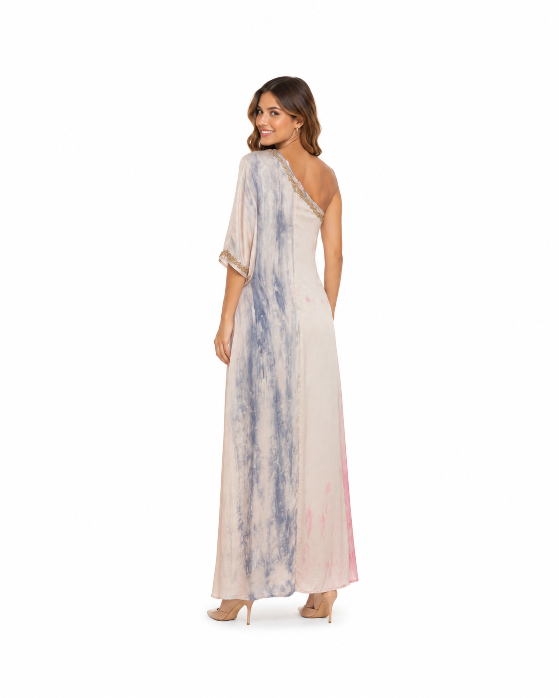 Arriendo de vestido largo asimetrico India Chic