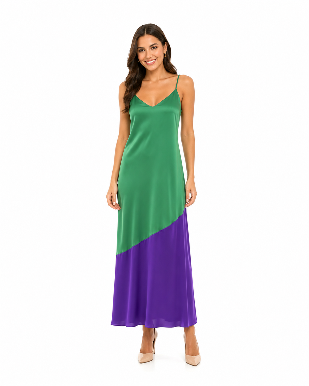 Arriendo de Vestido largo verde con morado
