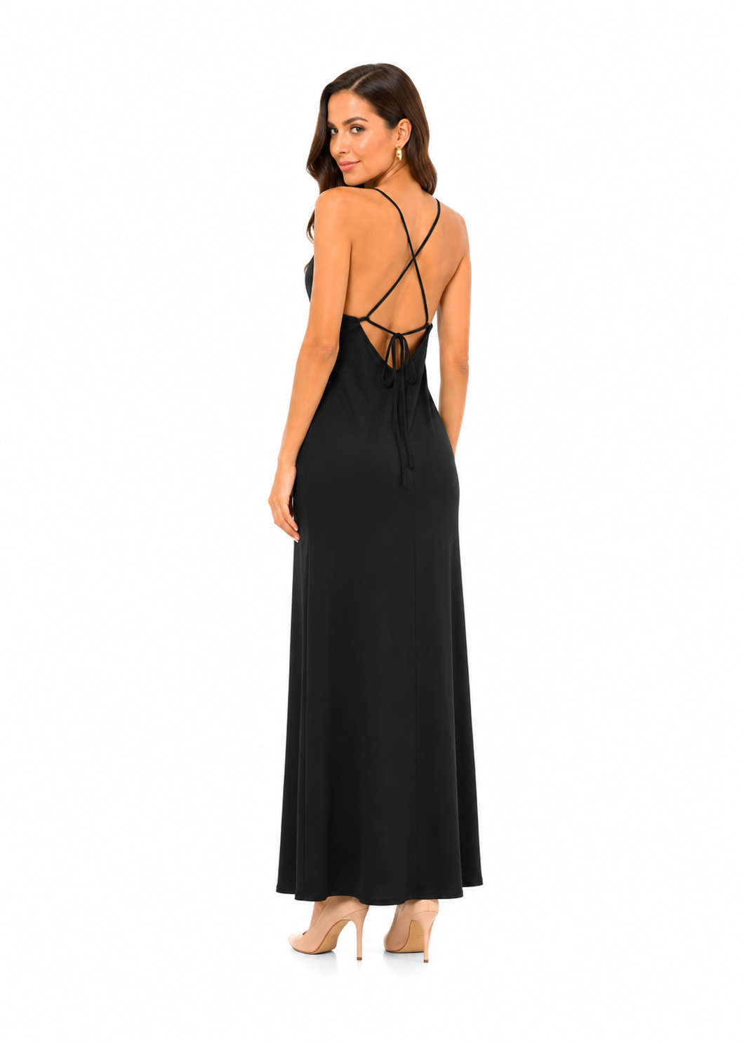 Vestido negro liso largo