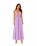 Arriendo de Vestido largo lila tela gruesa cut out con argolla en cintura y amarre espalda