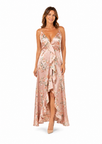 Arriendo de Vestido largo rosado con flores amarillos Dress Forum