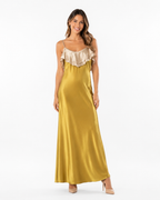 Arriendo de Vestido largo seda dorado pao vietnam