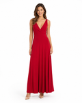 Arriendo de Vestido rojo claro largo escote en V espalda cruzadada