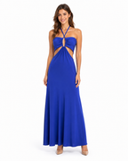 Arriendo de vestido azul rey strapless lycra