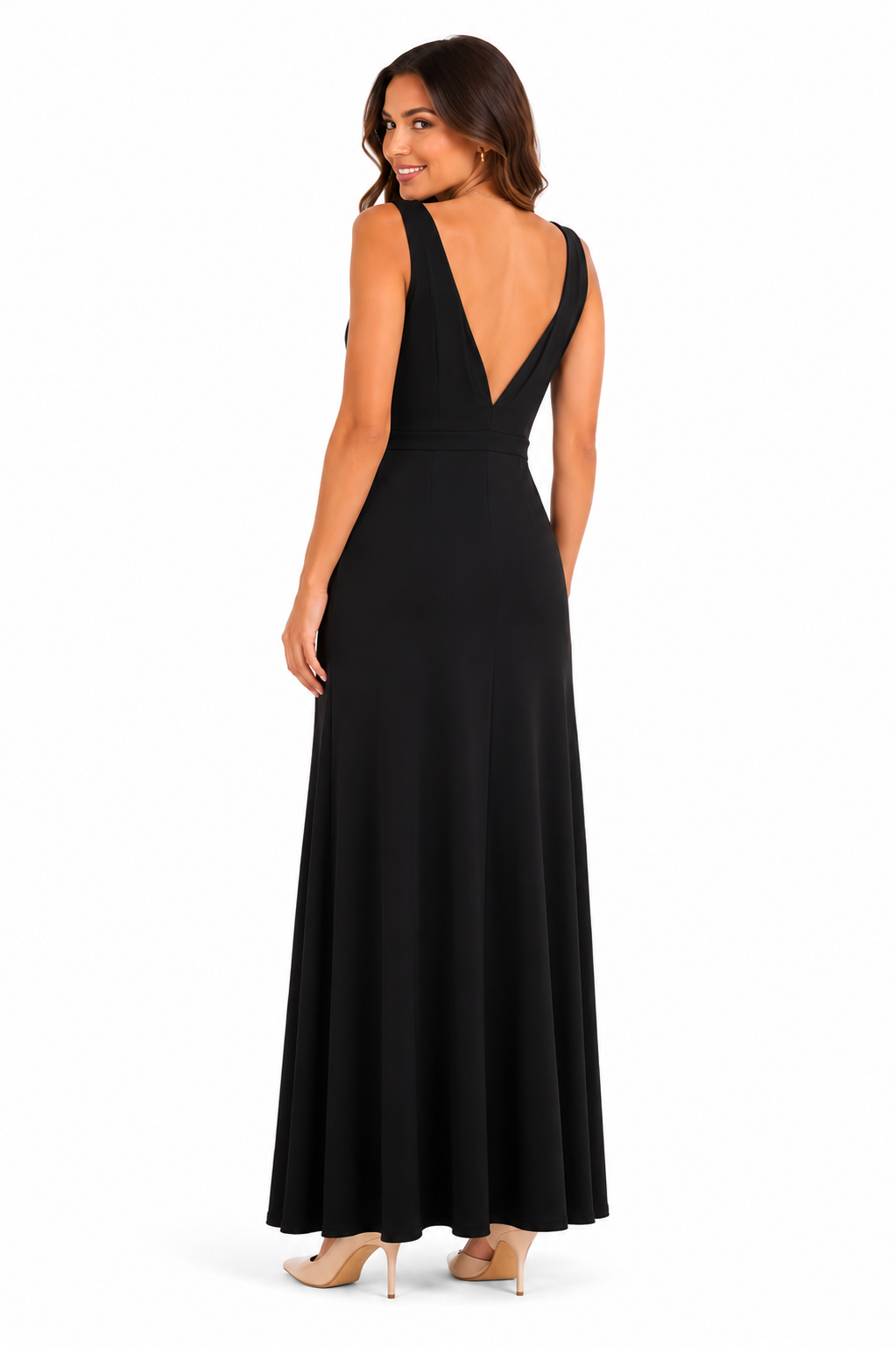 Arriendo de Vestido largo negro elastizado tipo sirena talla única con tajo adelante y valva