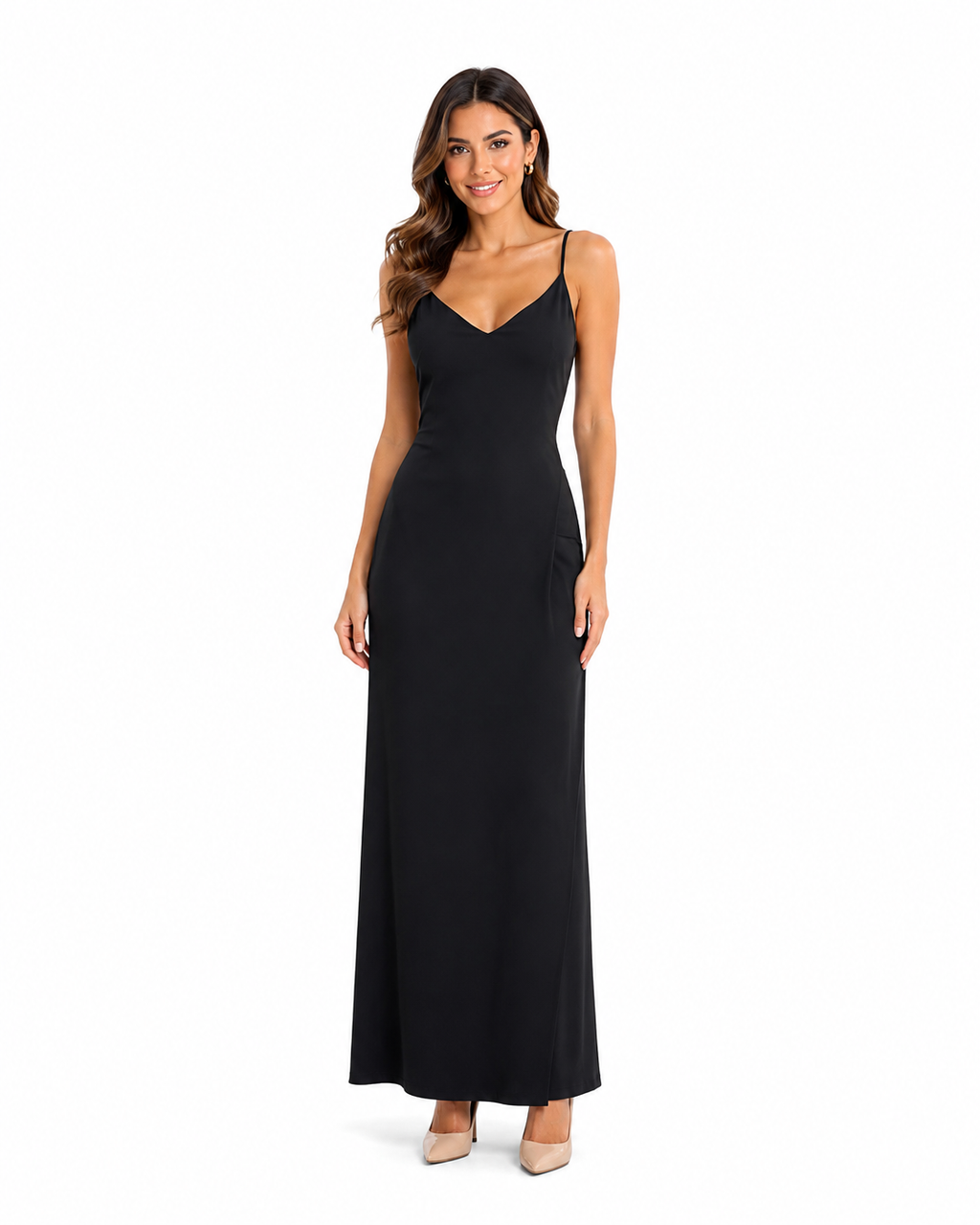 Arriendo de Vestido largo negro con tajo marca zara