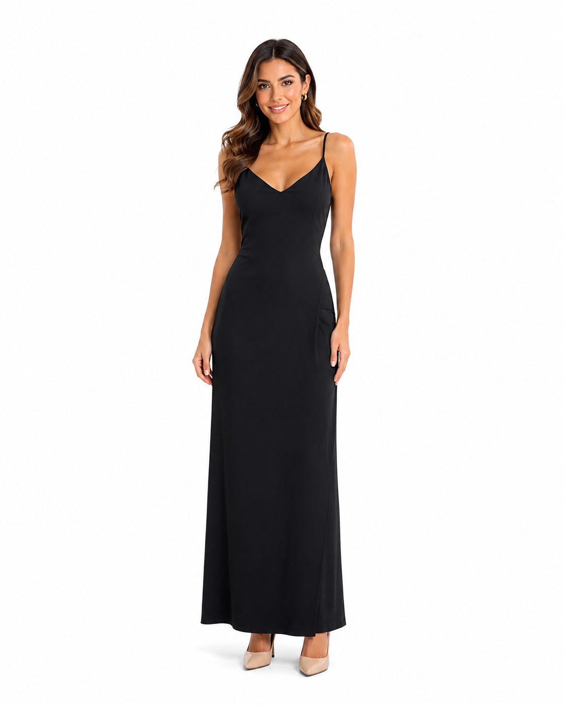 Arriendo de Vestido largo negro con tajo marca zara