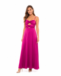 Arriendo de Vestido largo burdeo marca Bucango de seda con pabilos
