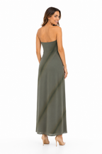 Arriendo de Vestido largo strapless verde Stradivarius