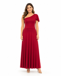 Arriendo de Vestido largo lycra rojo italiano con un hombro