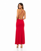 Arriendo de Vestido rojo lycra ajustado espalda cruzada