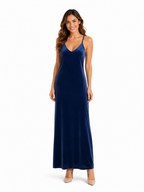 Arriendo de Vestido largo azul de tercio pelo