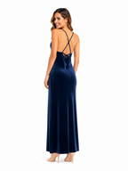 Arriendo de Vestido largo azul de tercio pelo