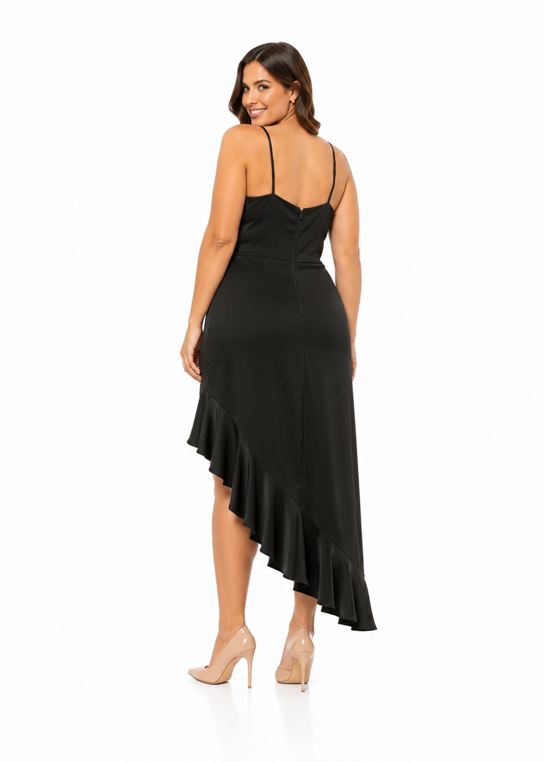 Arriendo de vestido negro marca Debut con lentejuelas