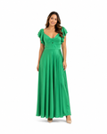 Arriendo de Vestido largo verde manzana con vuelos en los brazos marca Super Down