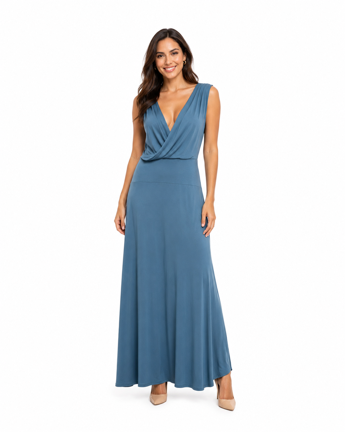 Arriendo de vestido largo celeste claro