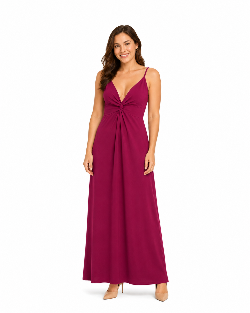 Arriendo de vestido fucsia de lycra nudo