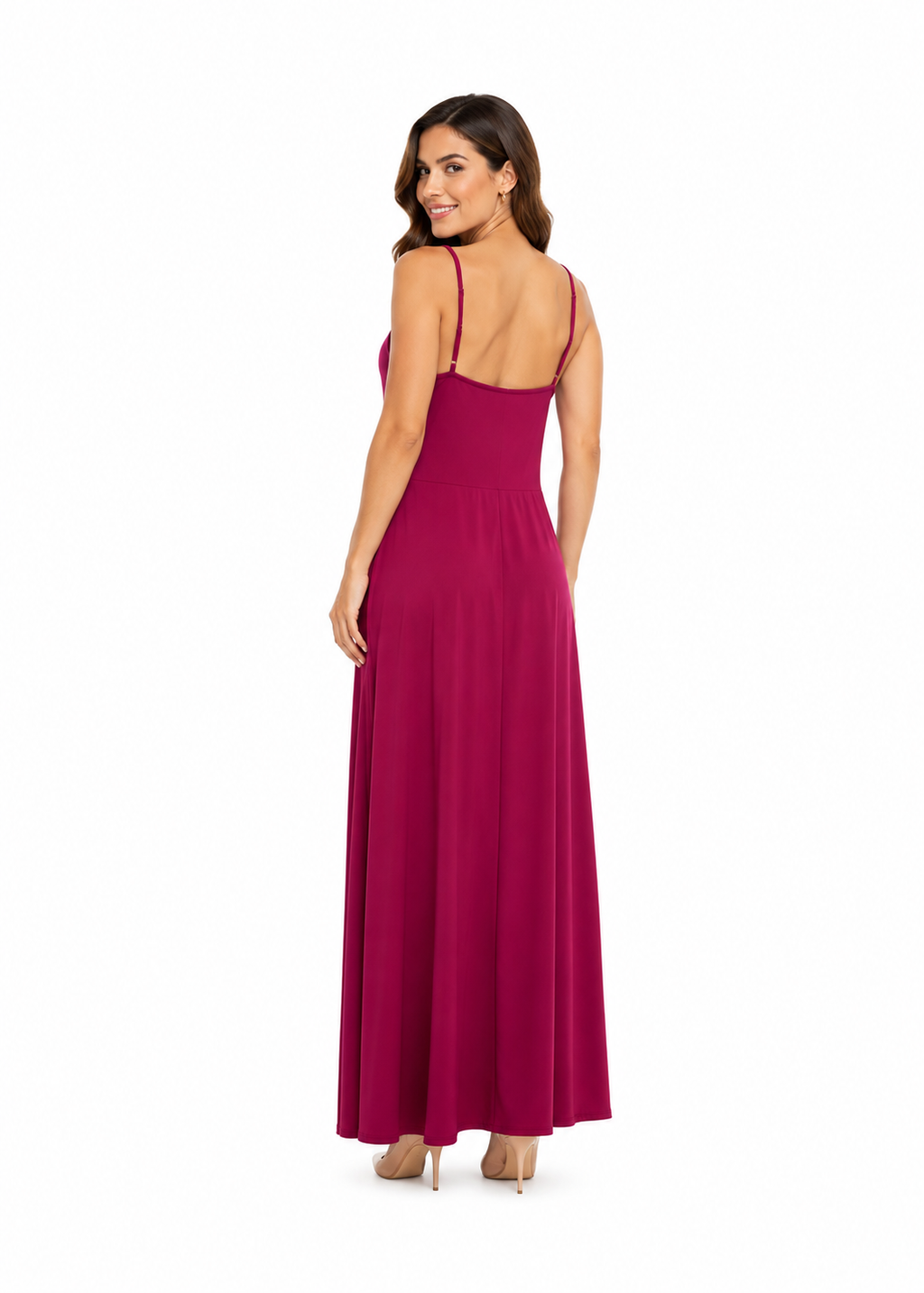 Arriendo de vestido fucsia de lycra nudo