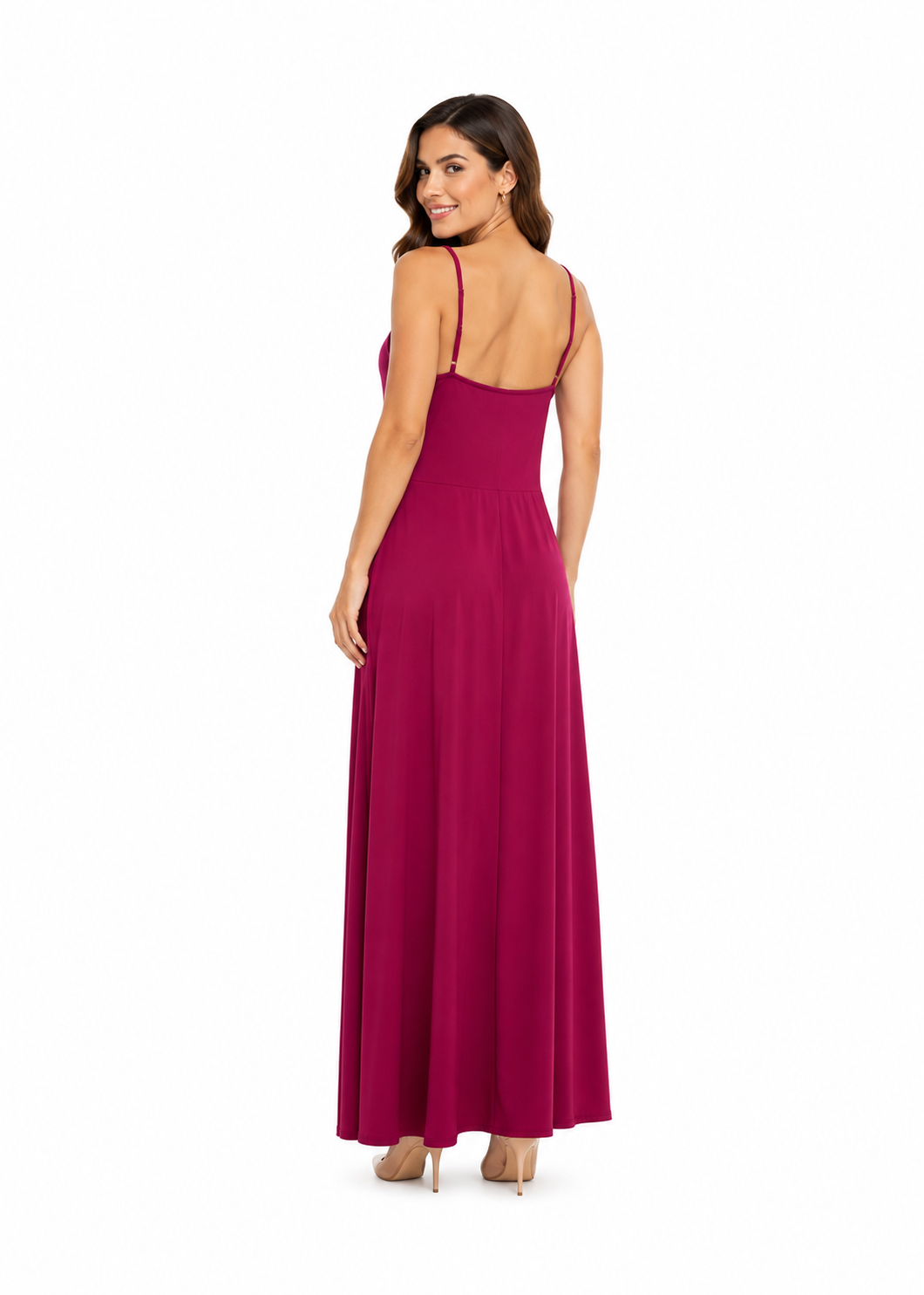 Arriendo de vestido fucsia de lycra nudo