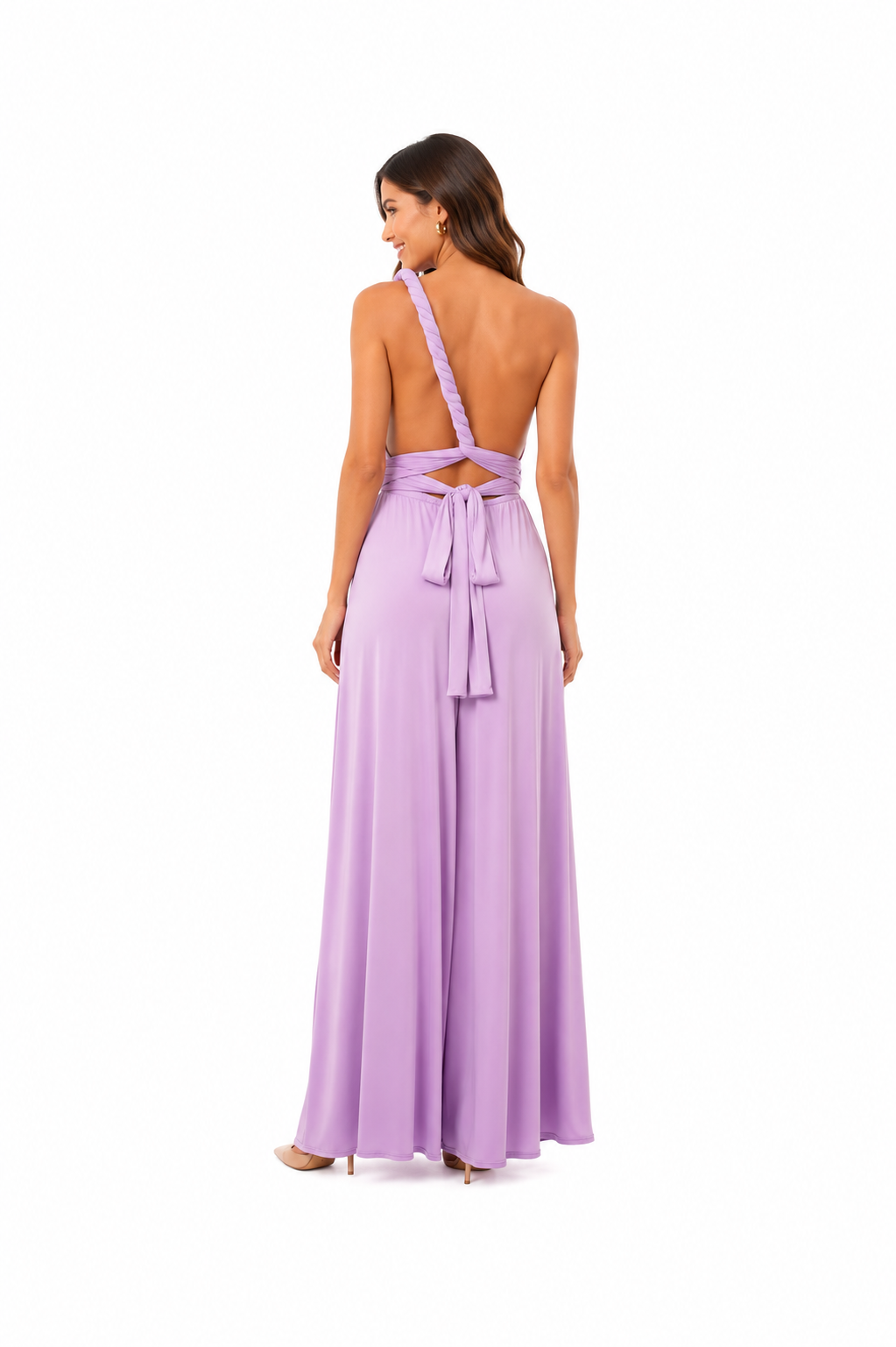 arriendo de vestido largo lila multiforma