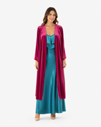 Arriendo de abrigo kimono fucsia terciopelo