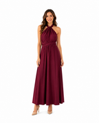 Arriendo de vestido largo multiformas burdeo