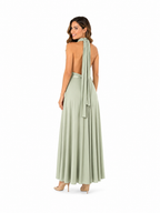 Arriendo de vestido largo multiformas verde claro